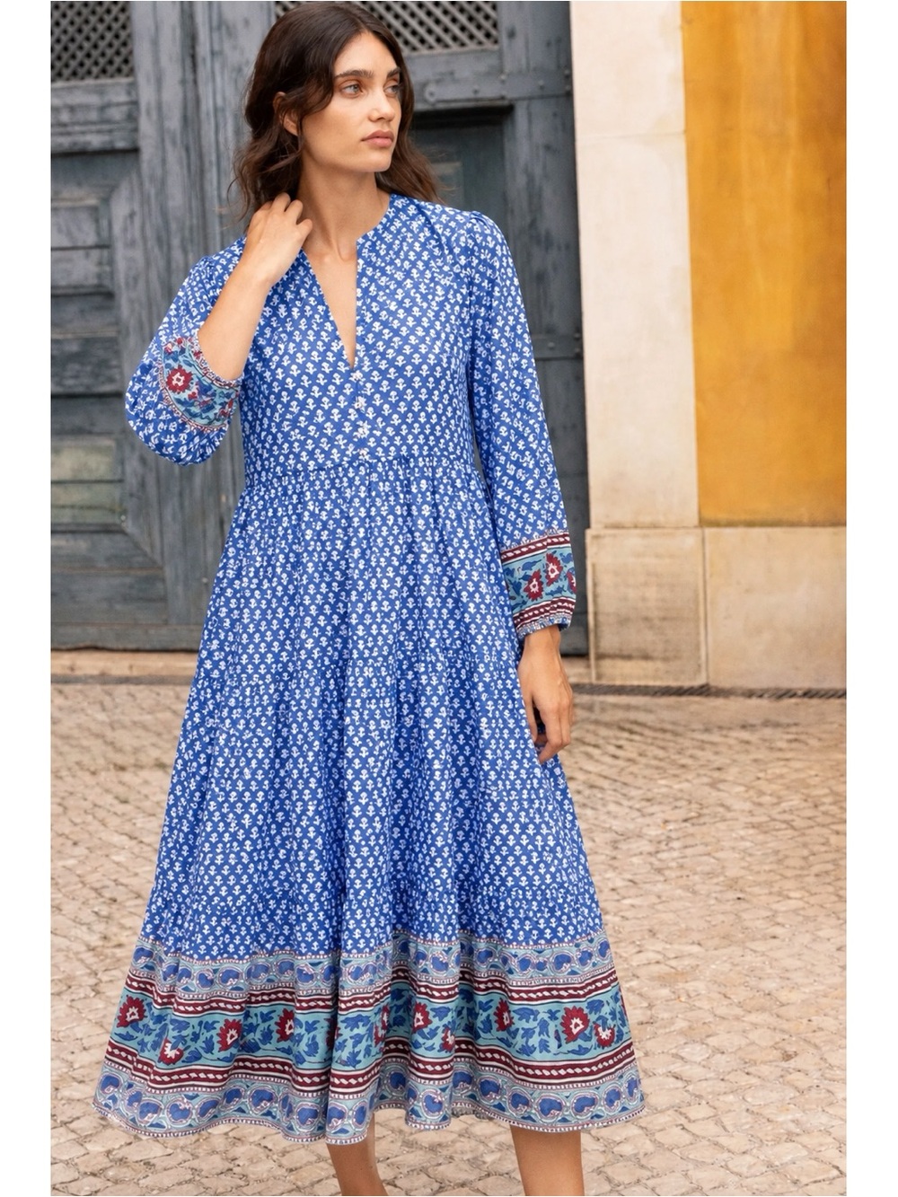 Oliphant Long Sleeve Tiered Maxi Dress